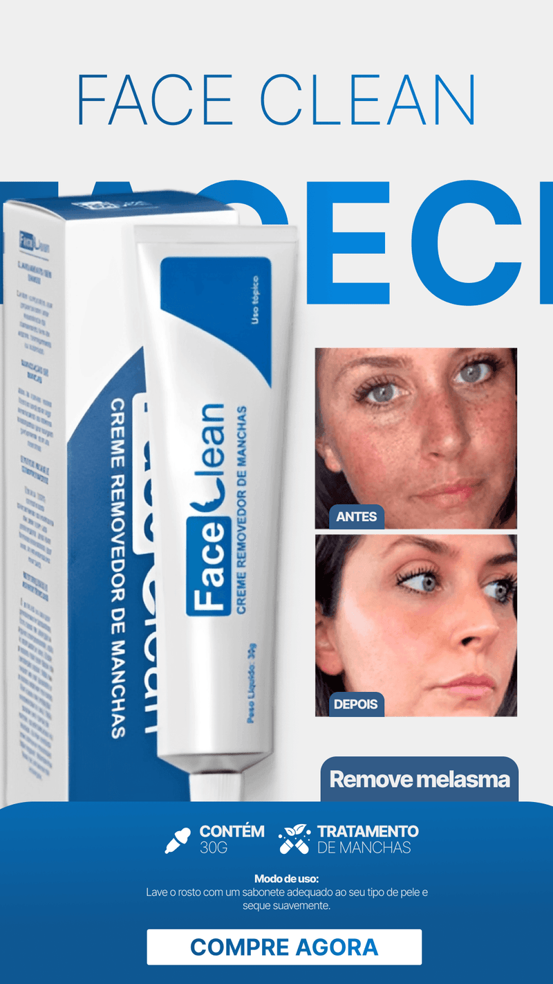 Face Clean 30g - Clareador de Manchas e Melasmas - Loja Oficial
